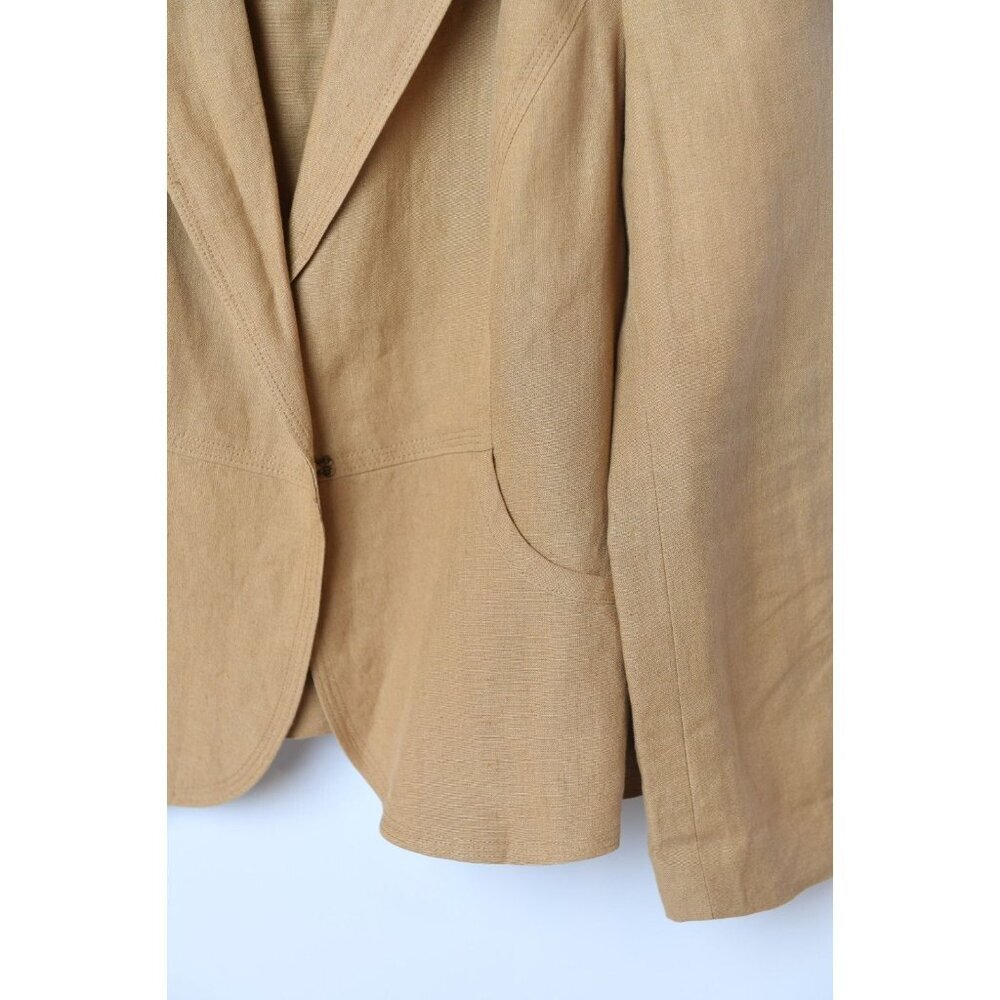 Vintage DKNY Women’s Camel 100% Linen Blazer Jacket Size 8 - Picture 6 of 16